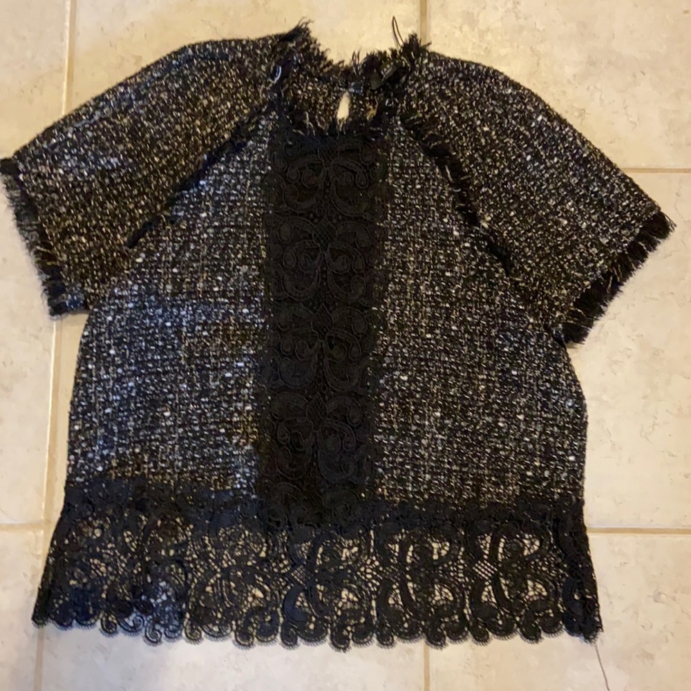 Zara fringe lace sweater top